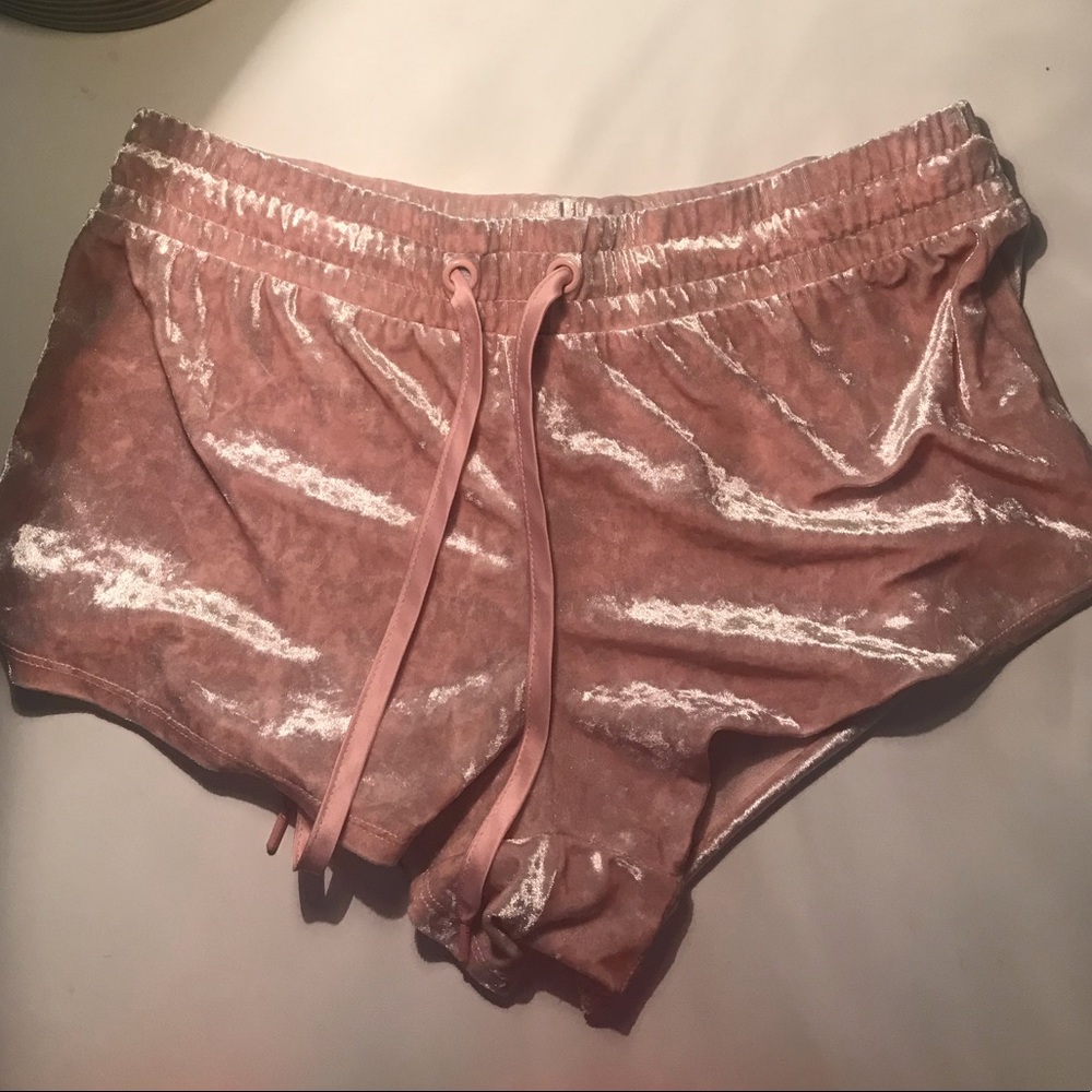 pink velvet shorts